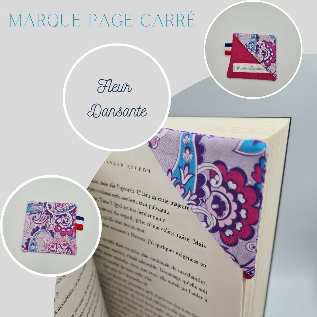 marque page violet fleuri