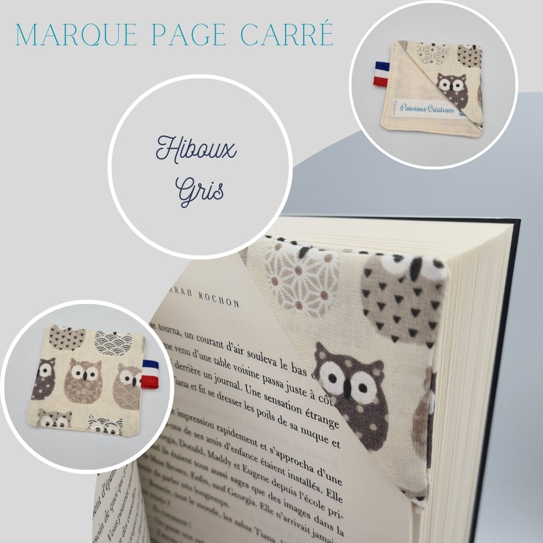 marque page hiboux gris