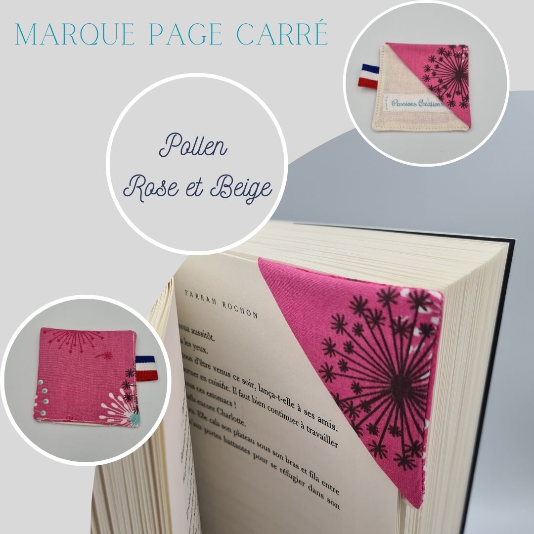 marque page rose et beige