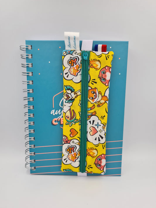 trousse pour carnet jaune kawaii japonais