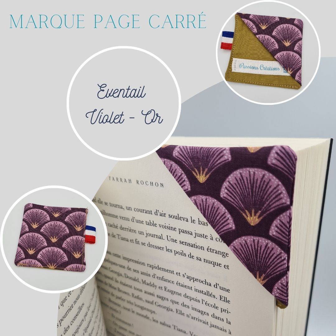 marque page violet avec eventail