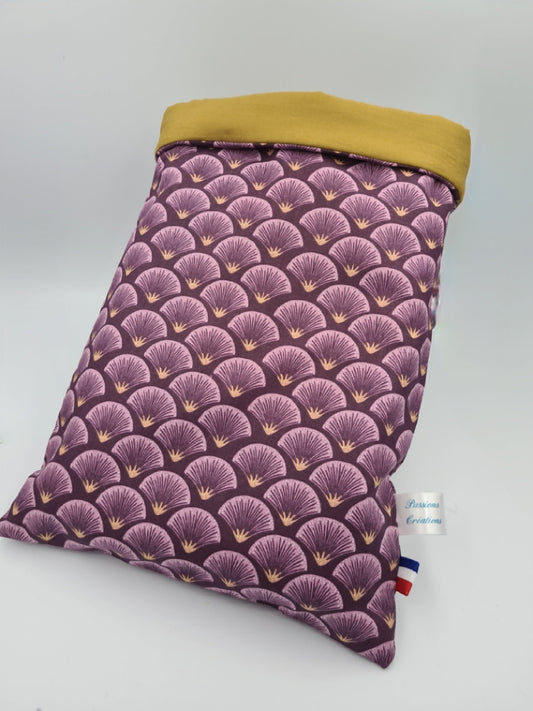 pochette de livre eventail violet et or