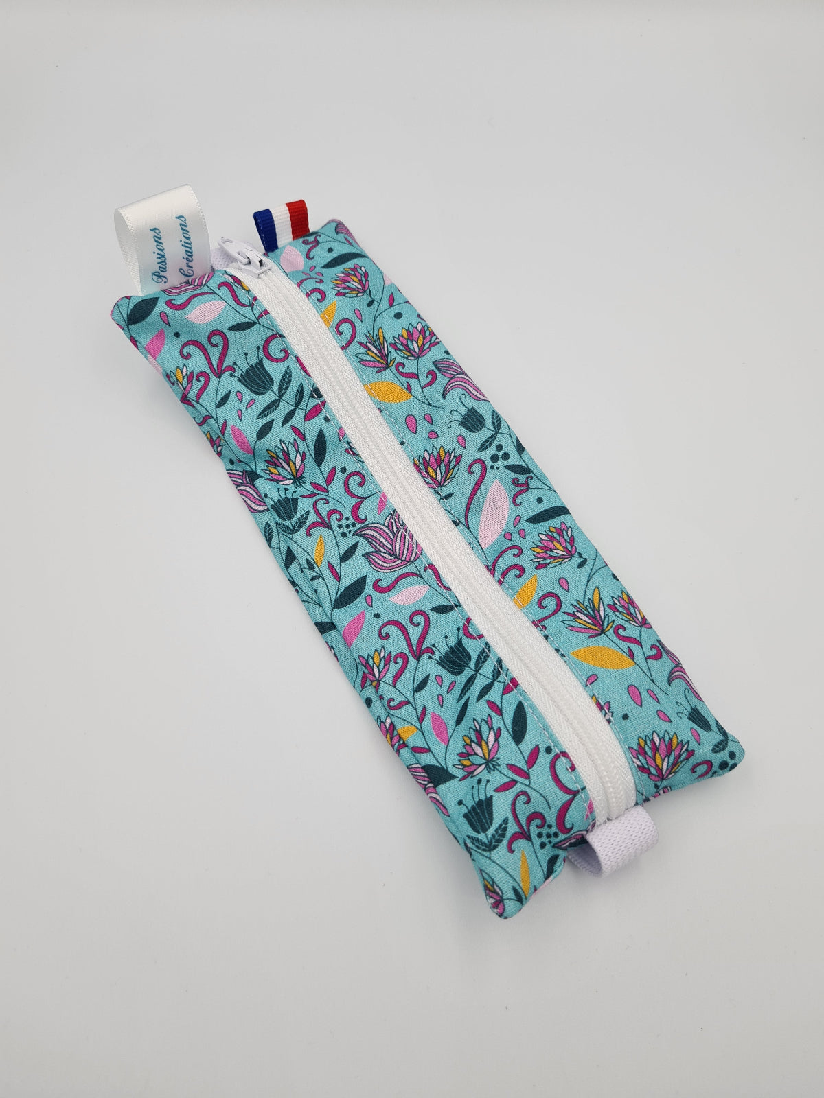 Trousse pour carnet fleuri bleu