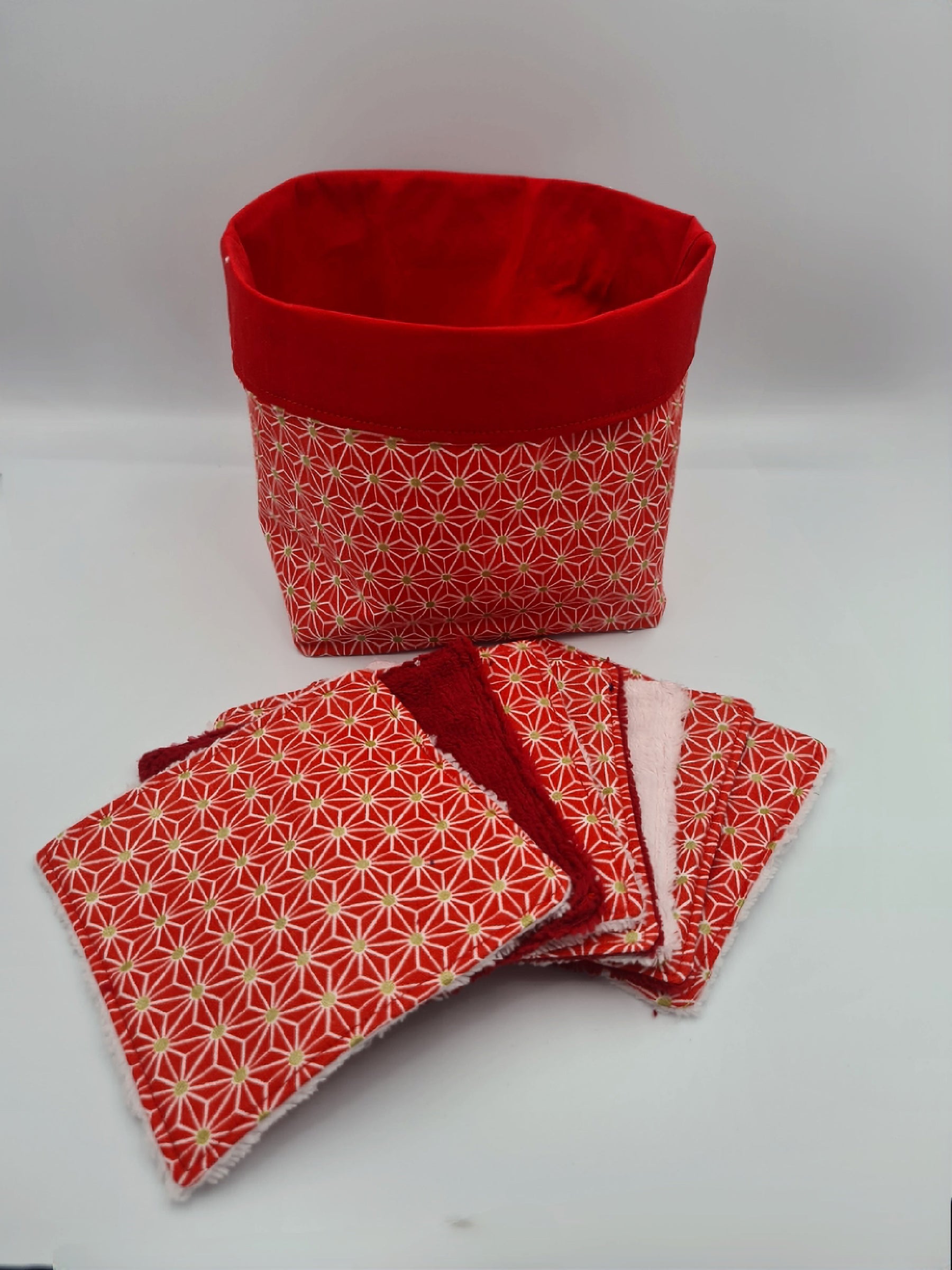 panière et lingette lavable rouge
