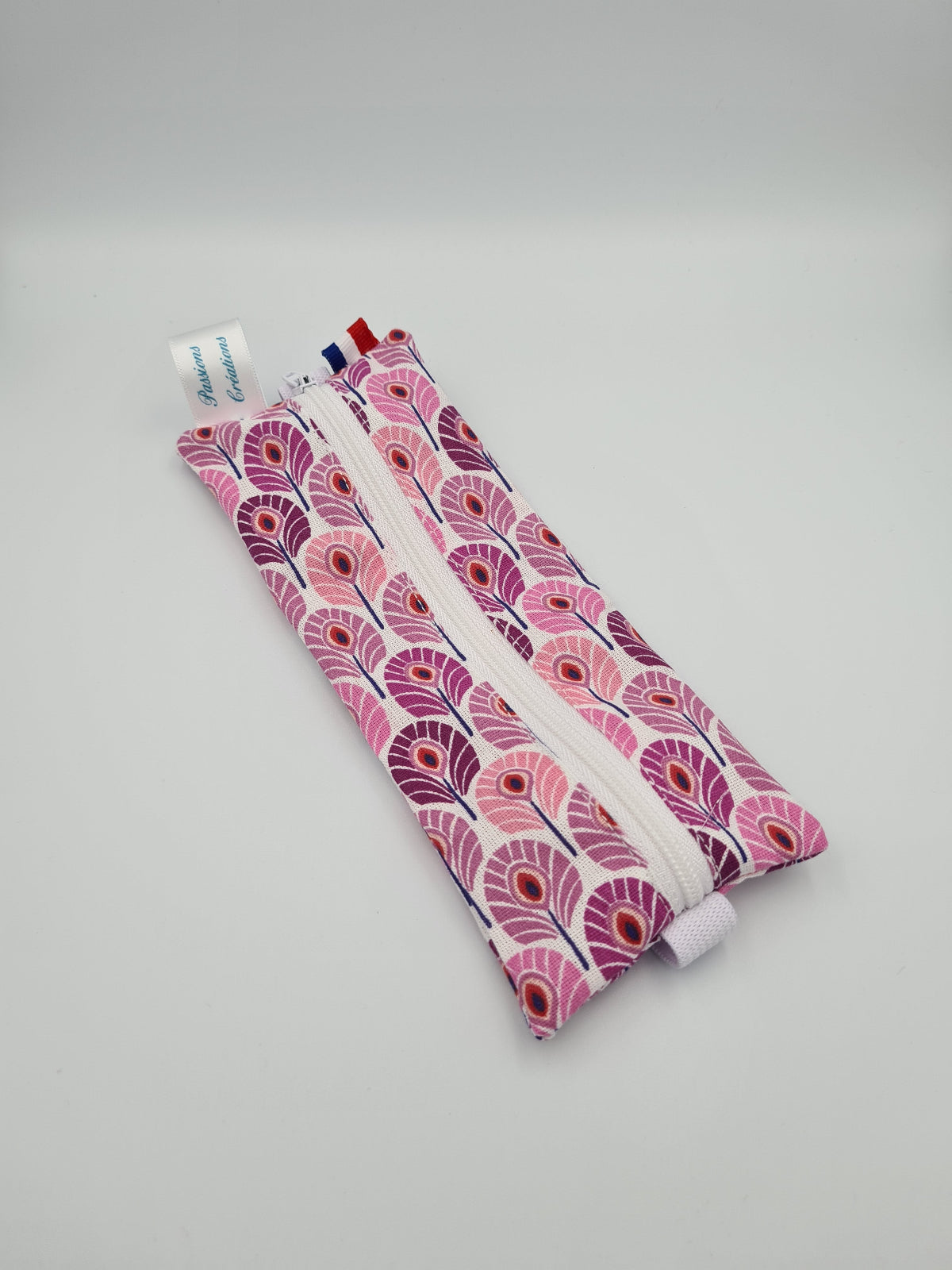 Trousse pour carnet plume de paon rose